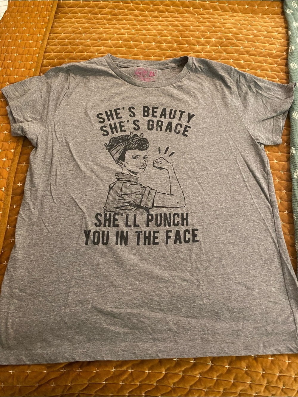 Crazy Dog T-Shirts Gray Graphic Women's Short Sleeve Tee